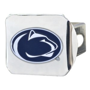 chrome hitch cover with navy and white Penn State Athletic Logo